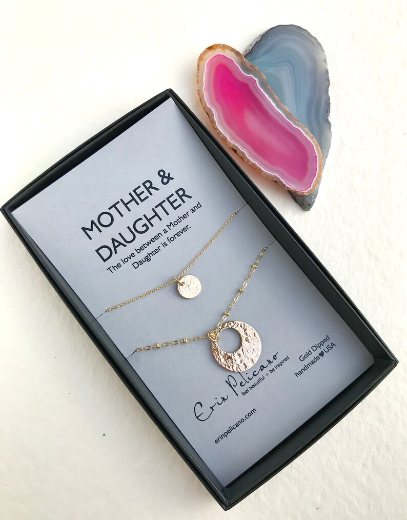 Mother Daughter Necklace Set Mother of the Bride Gift Gold Etsy