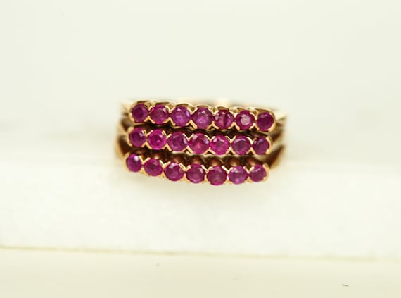 Mid Century 14k Gold Ruby Ring - Size 8 Vintage S… - image 5