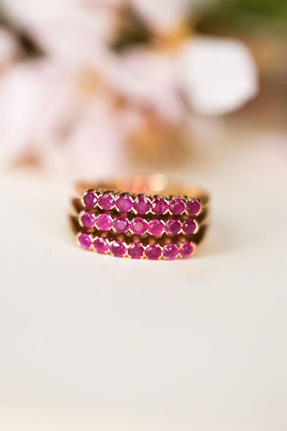 Mid Century 14k Gold Ruby Statement Ring Vintage R