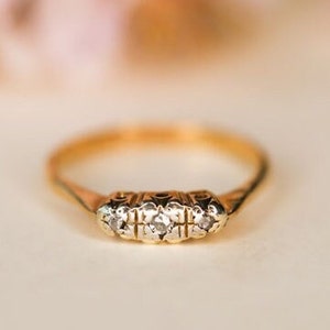 Vintage Dainty Gold & Diamond Ring Vintage Diamond Ring Vintage Engagement Ring Vintage Wedding Ring Anniversary Gift