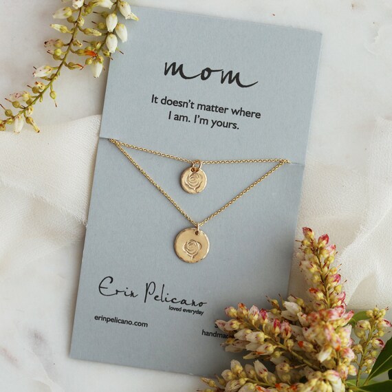 Mother Daughter Necklace | Gold Rose Necklace | Mother of The Bride Gift | Gold Mothers Necklace | Personalized Jewelry | Custom Necklace