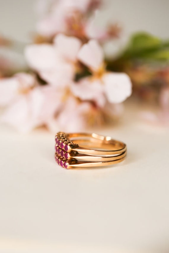 Mid Century 14k Gold Ruby Ring - Size 8 Vintage S… - image 4