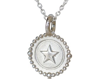 Silver Star Charm Necklace | Silver Mom Pendant Necklace | Mother Necklace Mother Son Necklace  | Fine Jewelry | Gift for Her