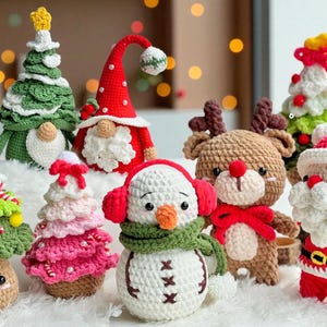 Christmas 7in1 Crochet Pattern Bundle, Santa Snowman Tree Amigurumi PDF, Holiday Crochet Toy Pattern Set