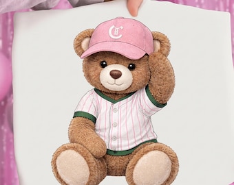 Oso de peluche de béisbol PNG, clipart de acuarela (descarga digital)