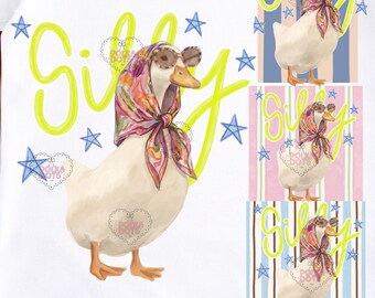 Imágenes prediseñadas PNG de Babushka Goose: Bufanda floral retro, gafas de sol (descarga digital)