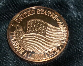 Copper Round Coin /"PLEDGE ALLEGIANCE/" United States of America 1 oz