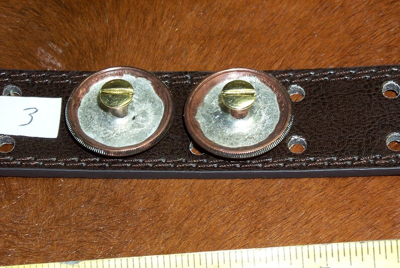 Two Half Ounce Solid Copper Walking Liberty Conchos