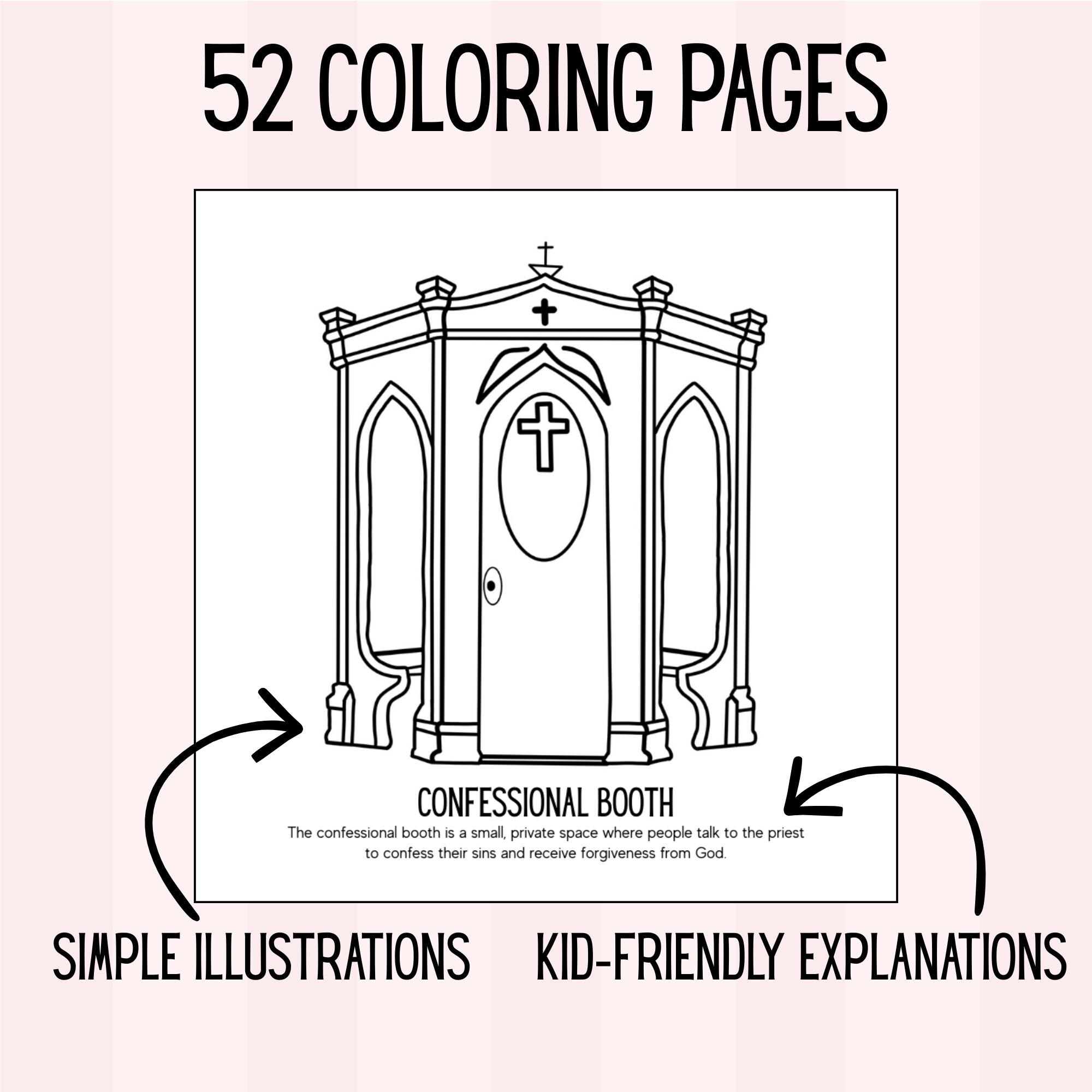 Catholic Mass and Church Coloring Pages| 52 Pages Kids Homeschool CCD ...