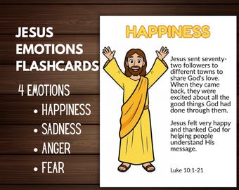Jesus Emotion Flashcards for Kids, Bible SEL Activity for Homeschool & Sunday School, feelings cards, Vacation Bible School, Sunday School