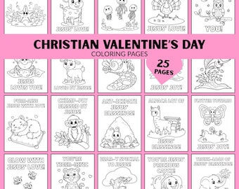 Christian Valentine Coloring Pages - Sunday School Crafts, Religious Valentine Activity, Church Valentine Exchange, Scripture Valentine