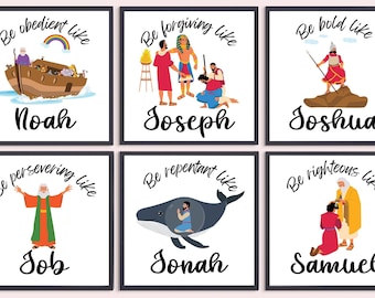 Bible Heroes Printable Wall Art: Christian Classroom Decor (Digital Download)