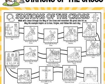 Stations of the Cross Printable for Kids | Catholic Learning Worksheet | Way of the Cross PDF | CCD and Homeschool Activity | Sunday School