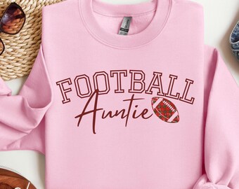 Personalized Football Aunt Sweatshirt | Game Day Sweater with Kids Names on Sleeve | Custom Auntie Gift | Football Aunt Apparel