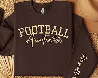 Personalized Football Aunt Sweatshirt | Game Day Sweater with Kids Names on Sleeve | Custom Auntie Gift | Football Aunt Apparel