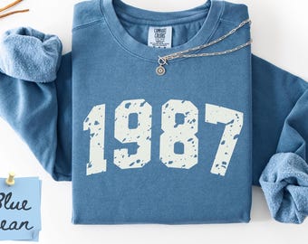 Comfort Colors® Custom Vintage Birth Year Sweater, Personalized Birthday Crewneck, Sweatshirt with Year, Anniversary Shirt, Milestone Gift