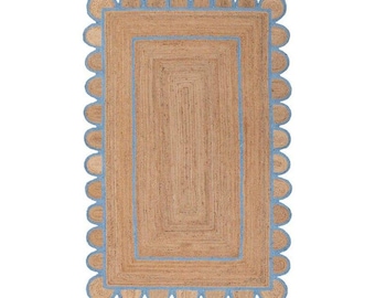 Handmade Braided Jute Rug: Natural Fiber Braided Bohemian Jute Rug, Rectangular Jute Rug, Décor Rug, Jute Area Rug, Custom Size Available.