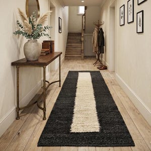 2x6, 2x20 Handmade Tufted Hemp Jute Runner, Handloom Hemp Area Rug, Hallway Decor Hemp Rug Stair Boho Runner, Custom Size Rug