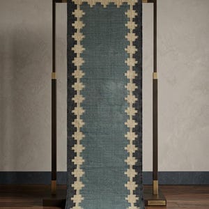 Handwoven Wool Jute Runner Rug Modern Farmhouse Hallway Carpet Boho Slate Grey Kitchen Runner Natural Fiber Flatweave Entryway 2.5x20 Runner