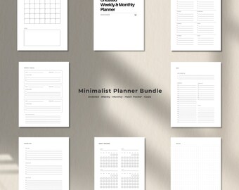 Printable Planner Bundle: Undated Weekly, Monthly, Daily PDF Templates (A4 + US Letter)