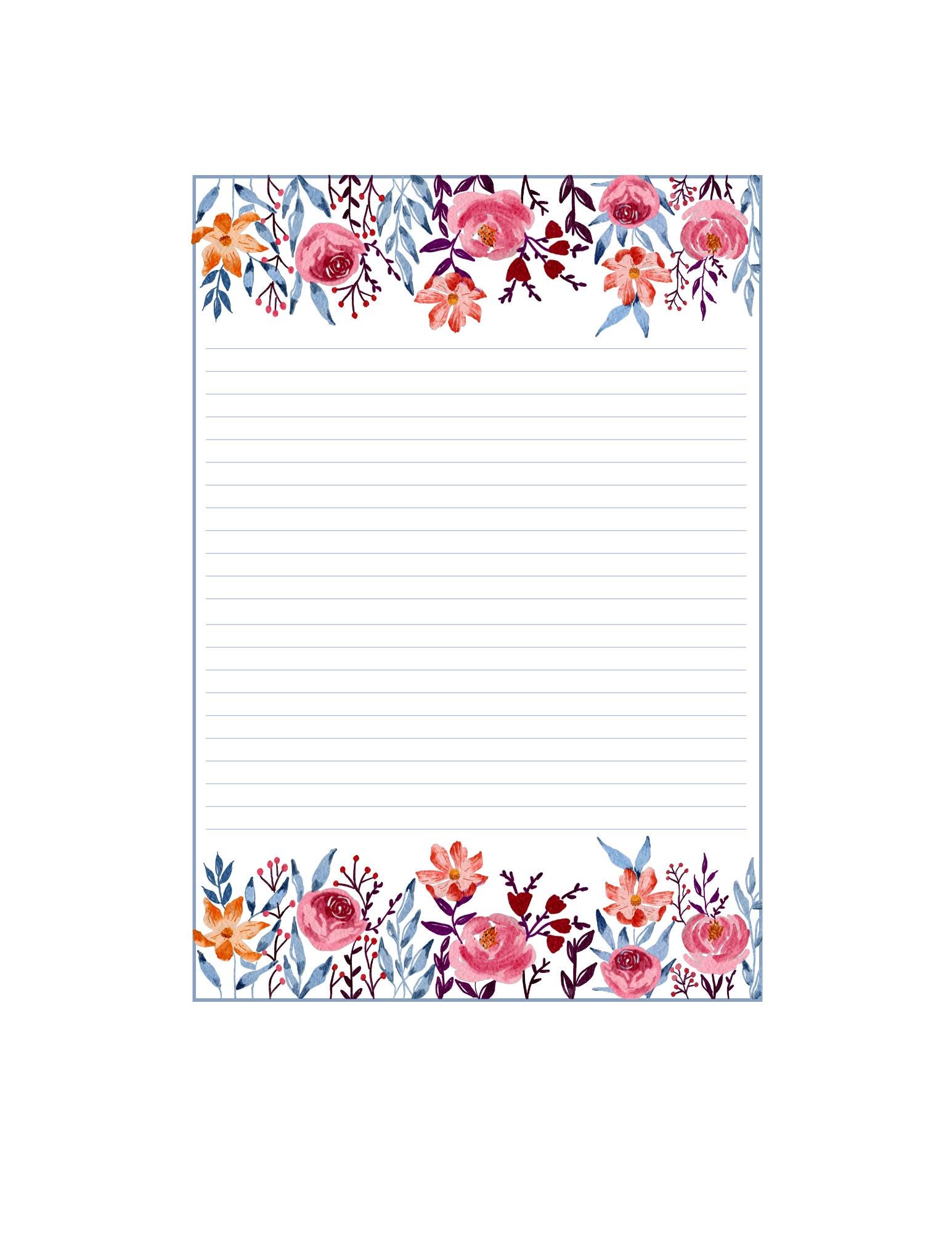 Printable Floral Writing Papers (5), for Diary or Journaling - Etsy