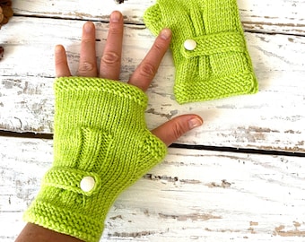 Fingerless Gloves Neon Mittens Woman Autumn Women Green Knitted Valentine's Day Christmas Winter Accessories Gift For Her Mother Gift