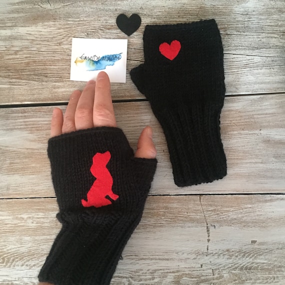 Hand-Knit Dog Fingerless Gloves: Winter Fashion Accessories