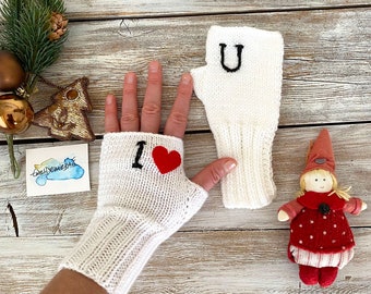 Christmas Gift Engaged Couple, I Love You More The End I Win, Arm Warmers For Women, Soft Fingerless Gloves, Best Girlfriend, With Heart