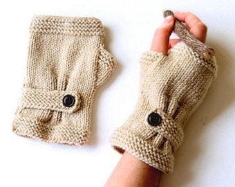 Hand Knit Merino Fingerless Gloves: Light Brown Arm Warmers