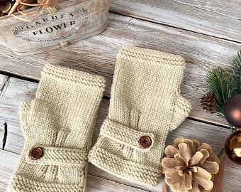 Knit Fingerless Gloves Unisex, Personalized Gift For Him, Brown Arm Warmers, Hand Warmers Women, Elegant Knit Wool Mittens, Fine Merino Yarn