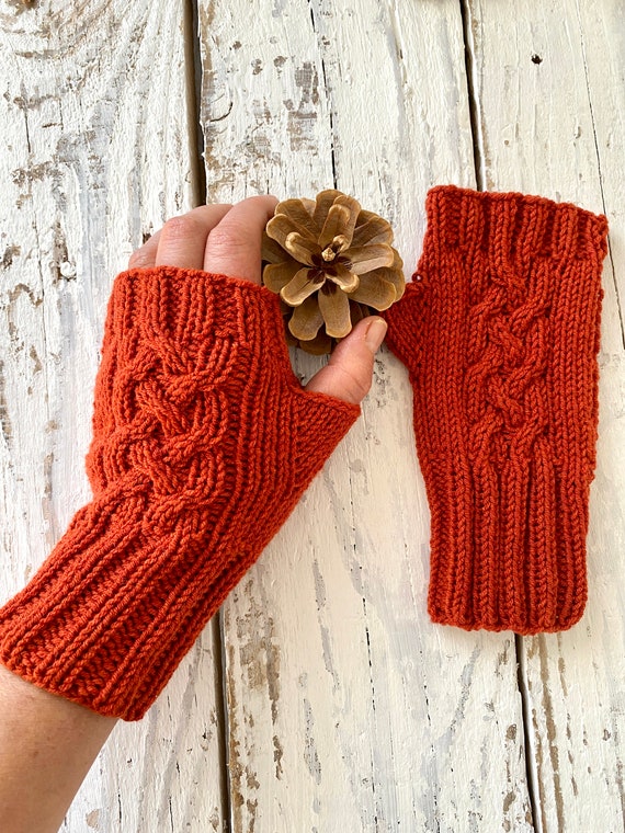 Dark Pumpkin Orange Knit Gloves Orange Prop Clothes Best - Etsy