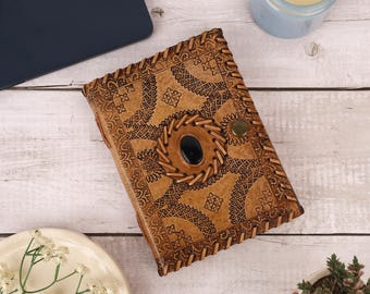 Personalized Leather Journal, Custom Handmade Notebook, Bohemian Embossed Journal, Gift for Him Her