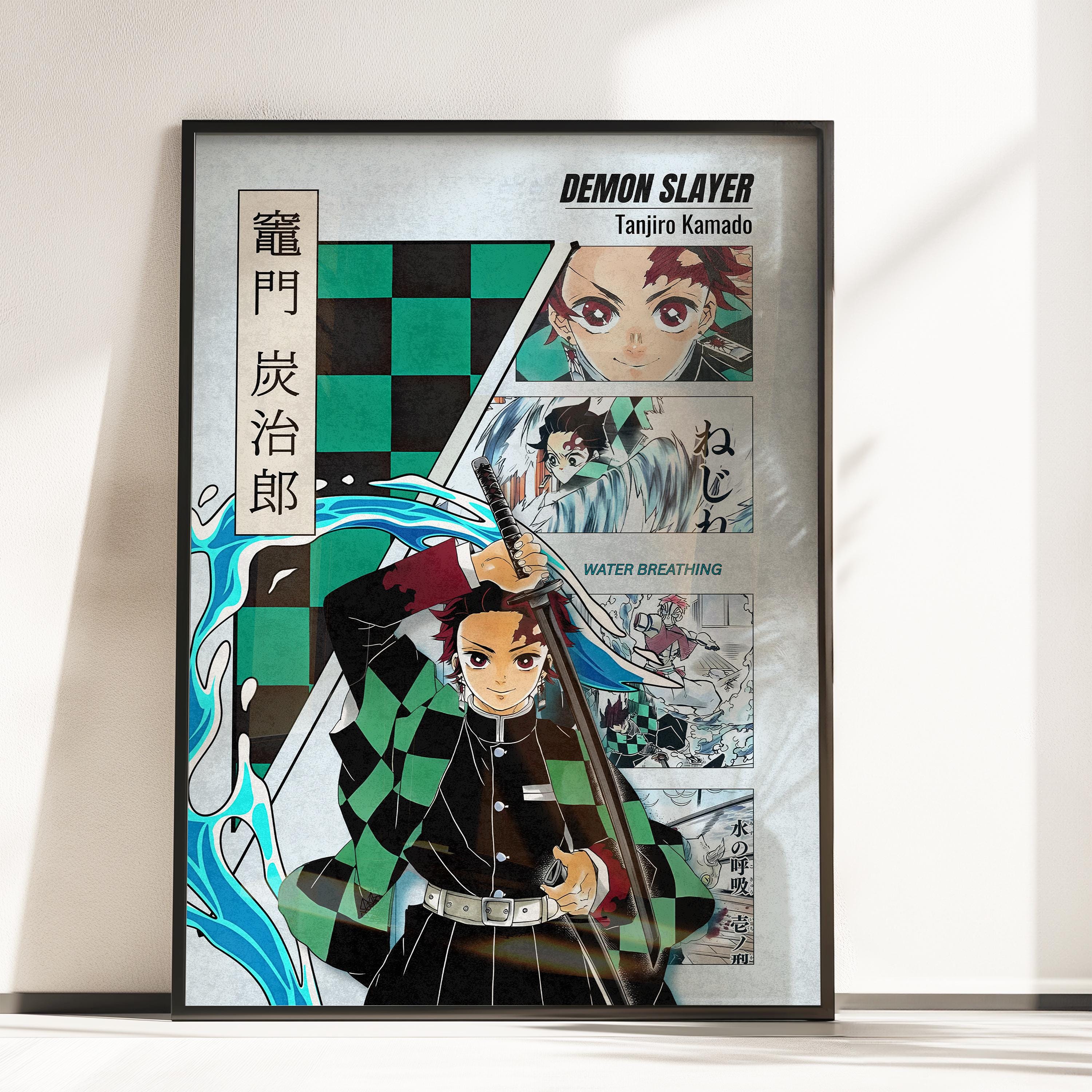 Demon Slayer Tanjiro Kamado T-shirt Blanc Manches Courtes Unisexe Adulte 100 % Coton Idée Cadeau Anime Manga, Blanc, XS