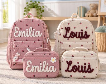Personalized Backpack and Lunchbox Set for Kids, Custom Name Preschool Bag, Kindergarten Back to School Gift
