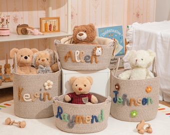 Custom Monogram Cotton Rope Baby Basket: Woven Nursery Storage
