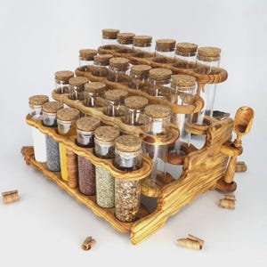 Gewürz Etagere aus Olivenholz mit zwei Schaufeln - Olivewood Pens®