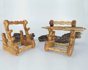 Portalápices y tarjetero de madera de olivo - Olivewood Pens®