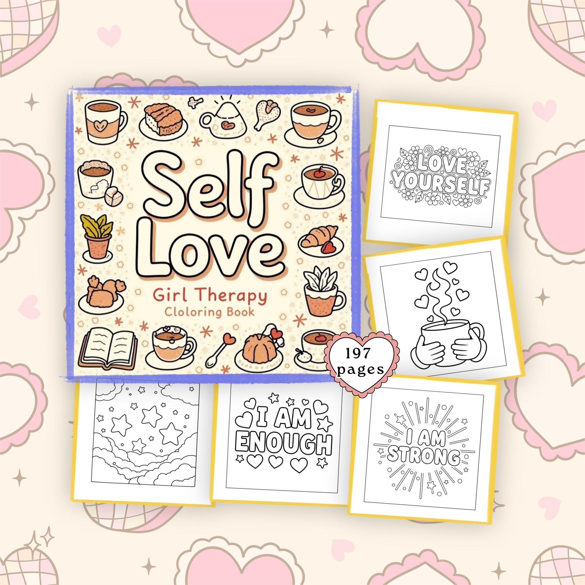 Self Love Girl Therapy Coloring Pages – Mindfulness, Self-care Book ...