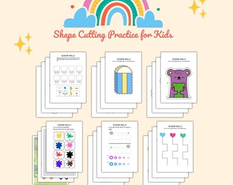 80 hojas de trabajo para niños en edad preescolar con tijeras: práctica de corte de figuras y motricidad fina (PDF)