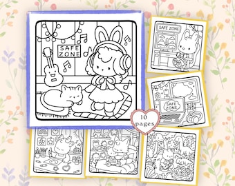 Dibujos para colorear para niños y adolescentes: Escenas de animales (PDF PNG)