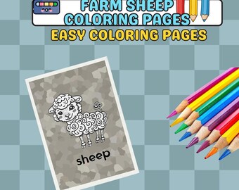 Dibujos para colorear de ovejas de granja / Actividad preescolar para niños pequeños (Descargar PDF)