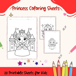 Princess Coloring Pages PDF: Fairytale Coloring Book (Digital Download)