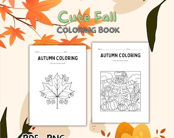 Libro para colorear de otoño para niños: páginas fáciles de otoño, actividad para niños pequeños (PDF PNG)