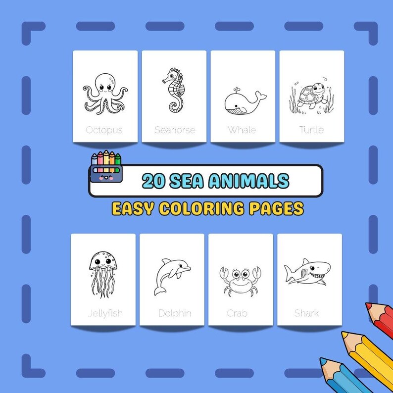 20 Sea Animals Coloring Pages for Kids | Printable Ocean PDF Activity ...