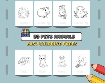 20 páginas para colorear de mascotas para niños en edad preescolar (Descarga PDF)