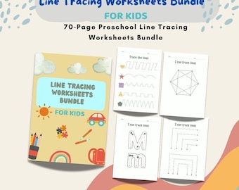 Paquete de 70 hojas de trabajo de trazado de líneas para preescolares: imprimibles para la preescritura y la motricidad fina (PDF)