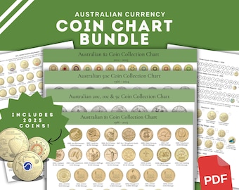 Australian Coin Chart Bundle: Circulated & Commemorative Coins (Digital Download) CCAU