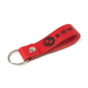 Leather keychain with laser engraving BMW