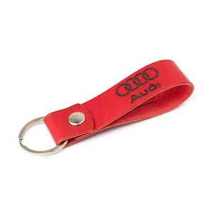 Leather keychain with laser engraving AUDI