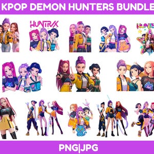 Huntrix Kpop Demon Hunters Png Bundle,Saja Girls Png,Anime Lover Gift, Kpop Idol Group Png Design,Huntrix fans, Digital Download